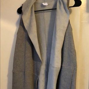 Gray fur textured oversized vest